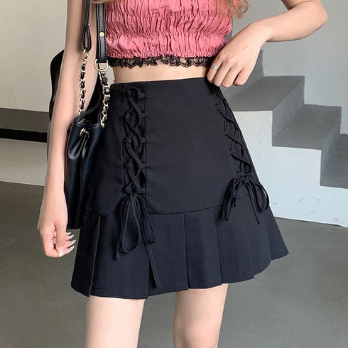 編み上げリボンプリーツスカート