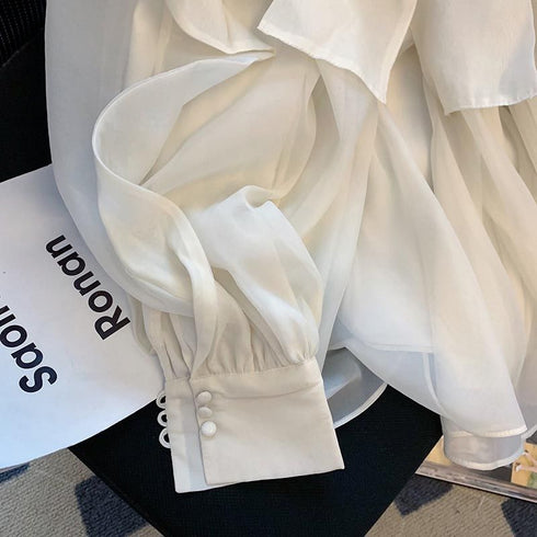 フリルスリーブシフォントップス