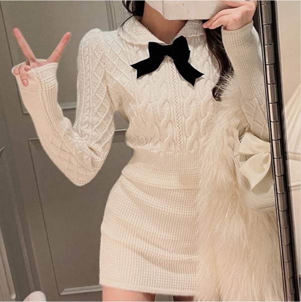 ニットミニ リボンセットアップ