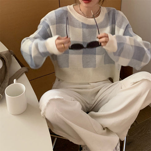 BIGチェックニット