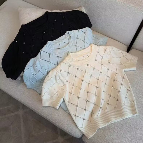 ダイヤ半袖ニット