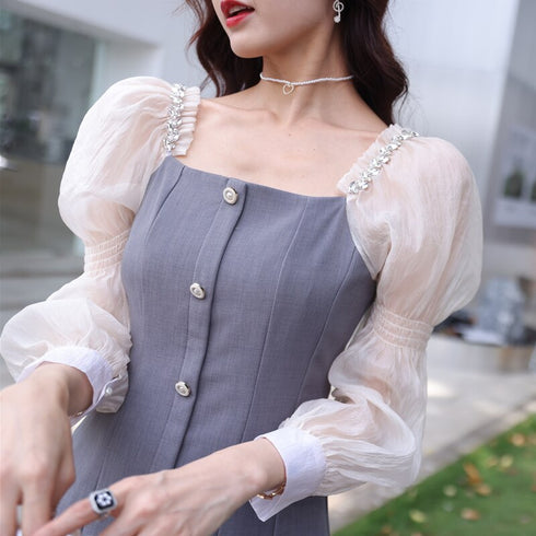 シアースリーブプリーツワンピ