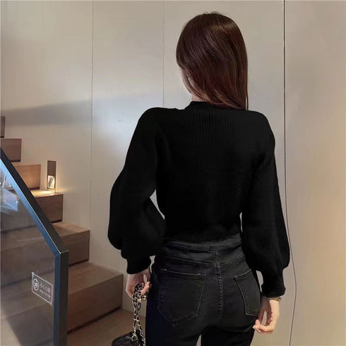 デコルテデザインワンカラーニット