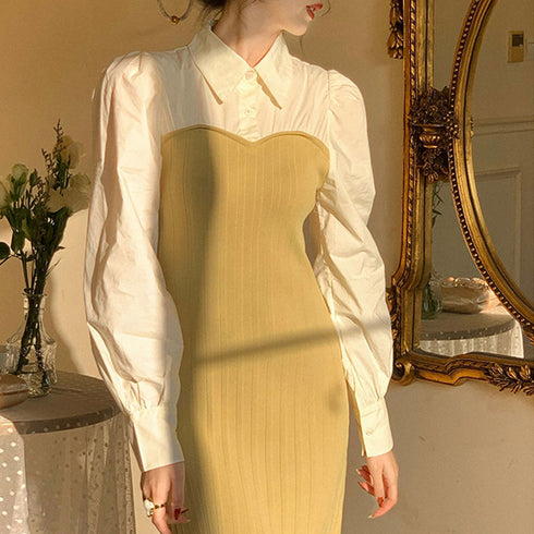 シャツドッキングタイトワンピ