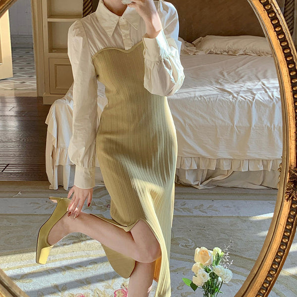 シャツドッキングタイトワンピ