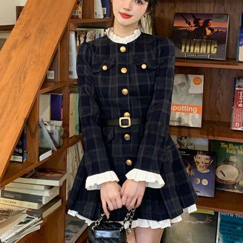 ゴールドボタン制服ワンピース