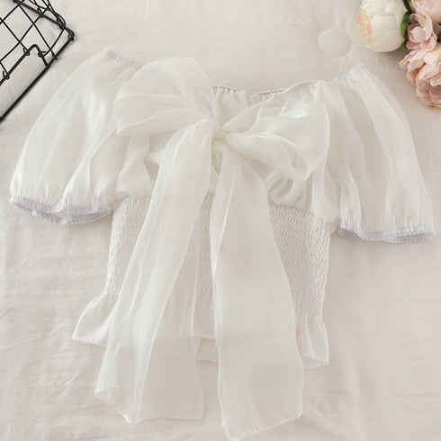 バックリボンシアートップス