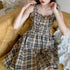 編み上げチェックデザインワンピース