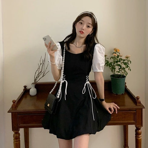 サイド編み上げバルーンワンピ