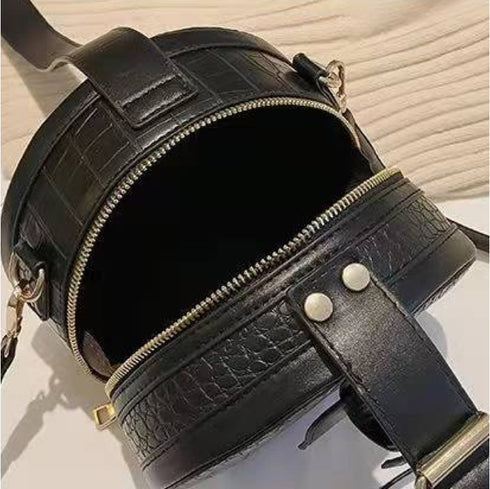 丸型フェイククロコバッグ