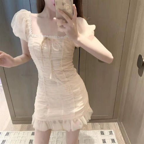 ふわっとガーリータイトミニワンピ