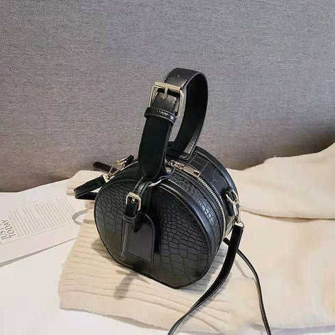 丸型フェイククロコバッグ