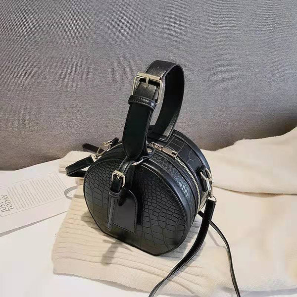 丸型フェイククロコバッグ