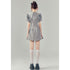 編み上げリボングレーワンピ