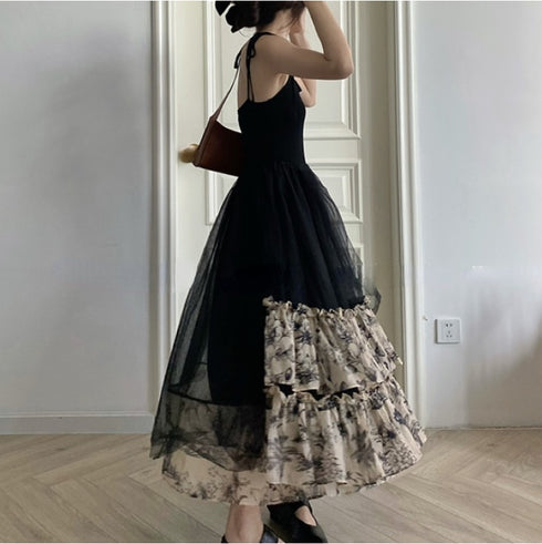 フラワーシフォンブラックワンピ