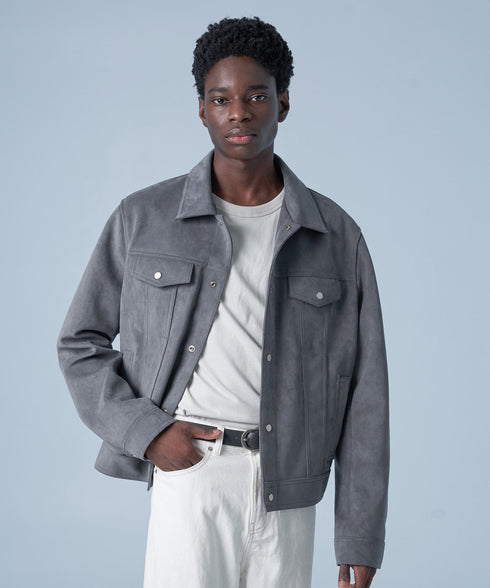 標準的なスエードトラッカージャケット(灰色)