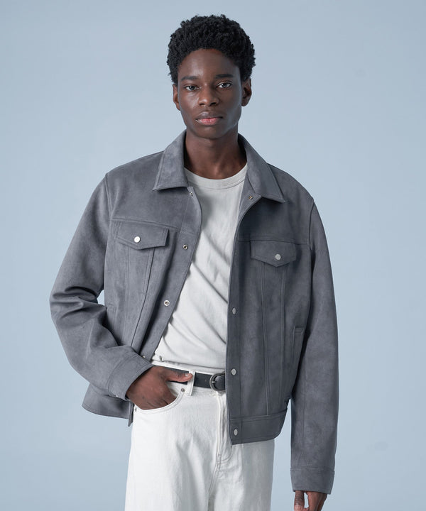 標準的なスエードトラッカージャケット(灰色)