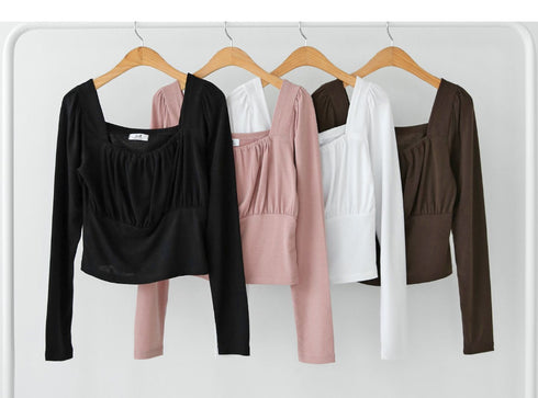 スクエアネックシンプルトップス