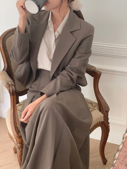 クロップジャケットロングスカートセットアップ