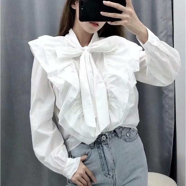 リボンフリルブラウス