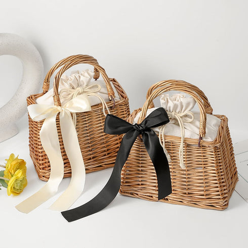 リボンフラップかごバッグ