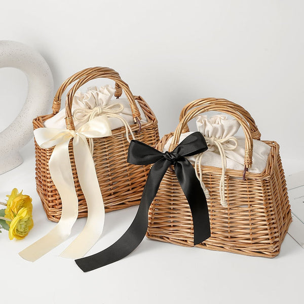 リボンフラップかごバッグ