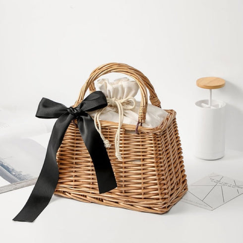 リボンフラップかごバッグ