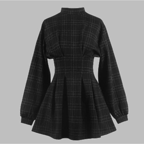 ウエストマークチェックミニワンピ