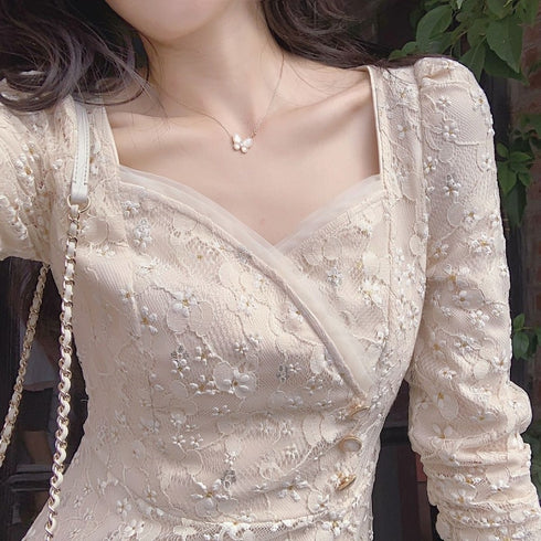 レースヴィンテージロングワンピース